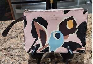kate spade Pink Floral Zip Wristlet with Multicolor Abstract Blooms
